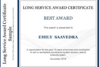 Long Service Award Certificate Sample | Presentation In Long Service Certificate Template Sample