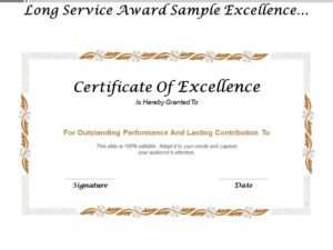 Long Service Award Sample Excellence Certificate | Templates With Regard To Award Of Excellence Certificate Template