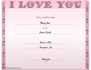 Love Certificate Printable Certificate | Certificate With Regard To Love Certificate Templates