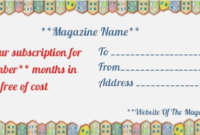 Magazine Subscription Gift Certificate Template (1 In Professional Magazine Subscription Gift Certificate Template
