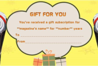 Magazine Subscription Gift Certificate Template (10 Pertaining To Professional Magazine Subscription Gift Certificate Template