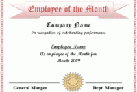 Manager Of The Month Certificate Template In 2020 | Employee For Manager Of The Month Certificate Template
