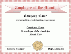 Manager Of The Month Certificate Template In 2020 | Employee For Manager Of The Month Certificate Template
