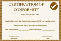Manufacturing Certificate Of Conformance Templates | Free Intended For Printable Certificate Of Conformance Template Free