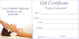 Massage Gift Certificate Templates | Gift Certificate Templates Intended For Professional Massage Gift Certificate Template Free Download
