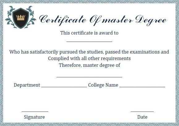 Master Degree Diploma Certificate Template | Degree Throughout Masters Degree Certificate Template