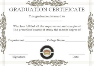 Masters Degree Certificate Templates | Degree Certificate For University Graduation Certificate Template