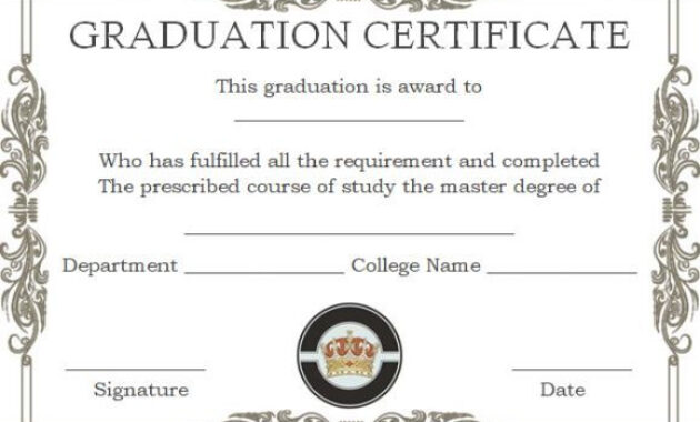 Masters Degree Certificate Templates | Degree Certificate Within Professional College Graduation Certificate Template