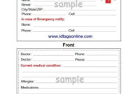 Medical Emergency Wallet Card For Medical Alert Id Bracelets Intended For 11+ Medical Alert Wallet Card Template