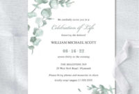 Memorial Service Invitation Templates Eucalyptus Greenery With Regard To 11+ Celebrate It Templates Place Cards