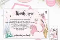 Mermaid Baby Shower, Thank You Card, Printable Thank You Card, Editable Template, Instant Download With Regard To Thank You Card Template For Baby Shower