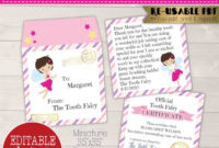 Mini Tooth Fairy Letter Printable With Envelope, Editable With Regard To Free Tooth Fairy Certificate Template