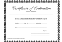Minister Of The Gospel Ordination Certificate Template Pertaining To Printable Ordination Certificate Templates