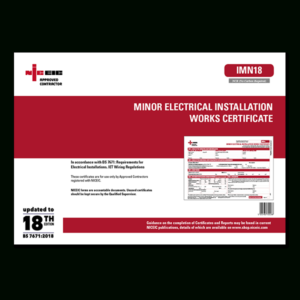 Minor Electrical Installation Works Certificate Pads Of 25 Imn18 For Best Minor Electrical Installation Works Certificate Template