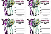 Monster High Birthday Invitations Free Printable Within Free Monster High Birthday Card Template