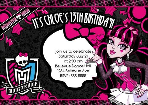 Monster High Invitations Template | Monster High Birthday With Monster High Birthday Card Template