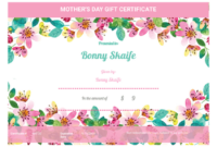 Mother'S Day Gift Certificate Template Pdf Templates | Jotform Inside Quality Present Certificate Templates