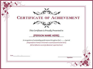 Ms Word Achievement Award Certificate Templates | Word For Best Word Template Certificate Of Achievement