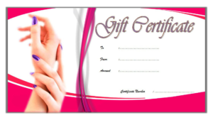 Nail Salon Gift Certificate Template Free Printable 5 In Throughout Nail Gift Certificate Template Free