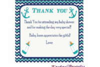 Nautical Baby Shower Thank You Card Baby Shower Thank You In Thank You Card Template For Baby Shower