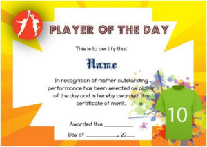Netball Player Of The Day Certificate Template | Certificate Regarding Player Of The Day Certificate Template