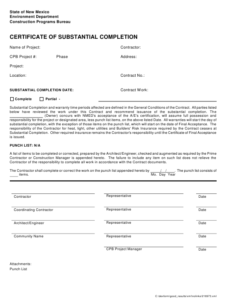 New Mexico Certificate Of Substantial Completion Form Inside Best Certificate Of Substantial Completion Template