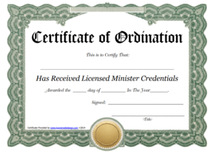 Ordination Certificate Template: 14+ Unique And Free For Professional Free Ordination Certificate Template
