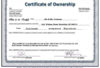 Ownership Certificate Template (6) Templates Example For Professional Ownership Certificate Template