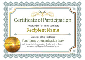Participation Certificate Templates Free, Printable, Add For Free Templates For Certificates Of Participation