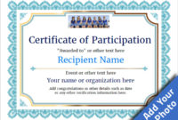 Participation Certificate Templates Free, Printable, Add In Sample Certificate Of Participation Template