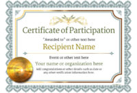 Participation Certificate Templates Free, Printable, Add Inside Sample Certificate Of Participation Template