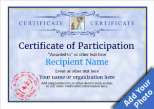 Participation Certificate Templates Free, Printable, Add Regarding Free Sample Certificate Of Participation Template