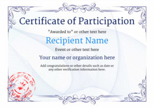 Participation Certificate Templates Free, Printable, Add With Certificate Of Participation Template Ppt