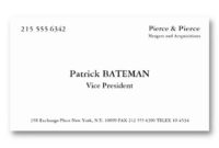 Patrick Bateman Business Cards | Business Card Template Within Paul Allen Business Card Template