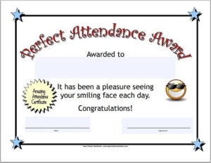 Perfect Attendance Certificate | Perfect Attendance For Perfect Attendance Certificate Free Template