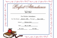Perfect Attendance Certificate Printable Certificate Regarding Perfect Attendance Certificate Free Template