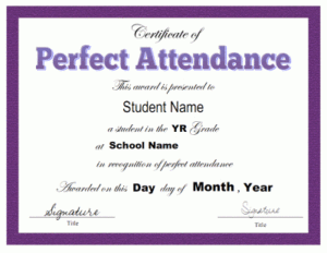 Perfect Attendance Certificate Template | Attendance Pertaining To Perfect Attendance Certificate Template