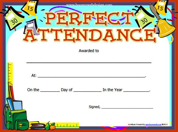 Perfect Attendance Certificate Template | Free Printable Throughout Printable Perfect Attendance Certificate Template