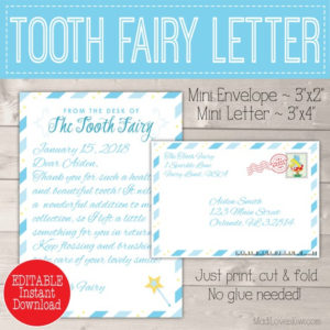 Personalized Tooth Fairy Letter Kit Boy, Printable Download First Lost Tooth Note Set Envelope Template Pdf Digital Gift Idea No Teeth Cards For 11+ Free Tooth Fairy Certificate Template