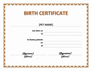 Pet Birth Certificate Template Ms Word Templates Within Intended For Birth Certificate Template For Microsoft Word