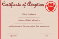 Pet Rock Adoption Certificate Template | Pet Adoption With Regard To Pet Adoption Certificate Template