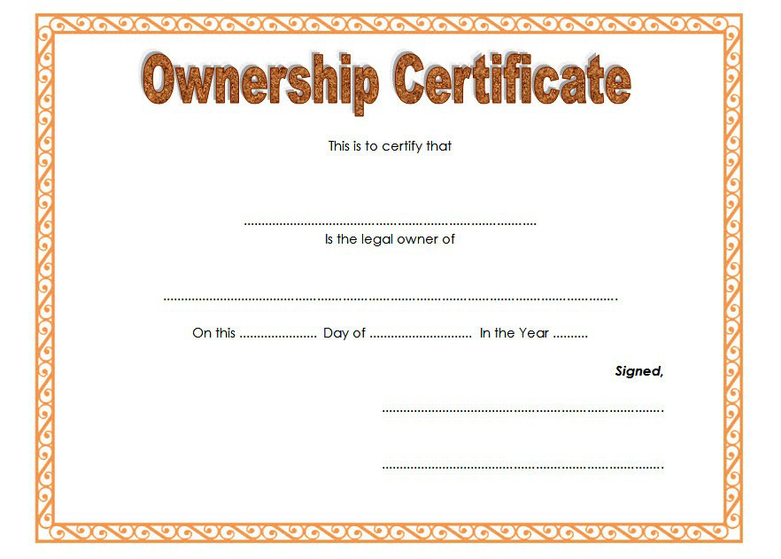 Pin On Certificate Of Ownership Free Ideas Intended For Professional Ownership Certificate Template