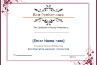 Pin On Microsoft Templates Inside Professional Best Performance Certificate Template