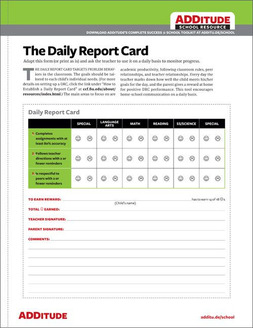 Pin On Success @ School Intended For Free Daily Report Card Template For Adhd