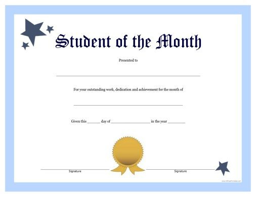 Pin On Teacher Stuff Regarding Free Printable Student Of The Month Certificate Templates