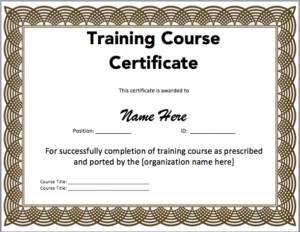 Pin On Training Certificate Inside 11+ Training Certificate Template Word Format