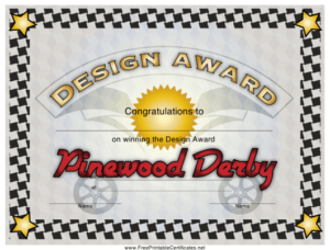 Pinewood Derby Design Award Certificate Template Download For Pinewood Derby Certificate Template