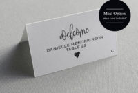 Place Card Template, Printable Template, Wedding Place Cards With Table Place Card Template Free Download
