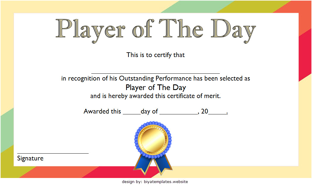 Player Of The Day Certificate Template Free Printable 2 In Throughout Player Of The Day Certificate Template