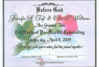 Premarital Certificate Of Completion Template | Certificate With Regard To Free Premarital Counseling Certificate Of Completion Template